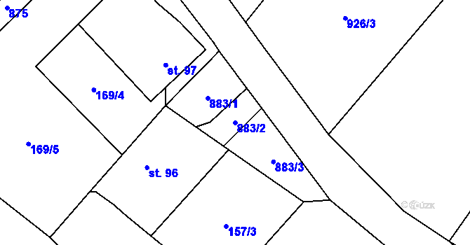 Parcela st. 883/2 v KÚ Budčeves, Katastrální mapa