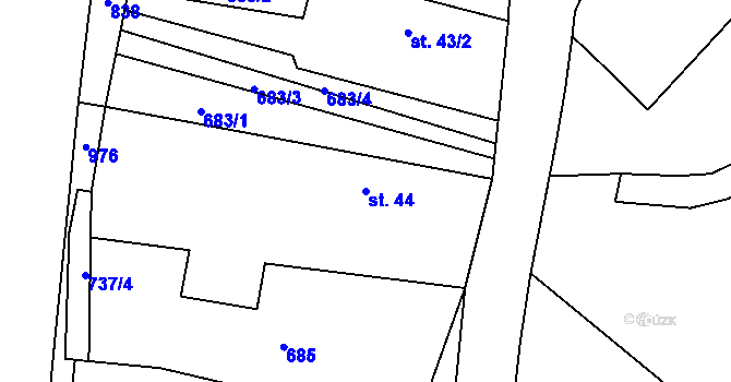 Parcela st. 44 v KÚ Nečas, Katastrální mapa