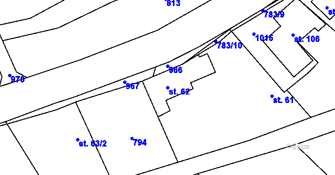 Parcela st. 62 v KÚ Nečas, Katastrální mapa