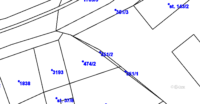 Parcela st. 351/2 v KÚ Budeč, Katastrální mapa