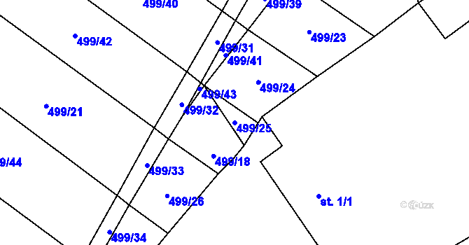 Parcela st. 499/25 v KÚ Budeč, Katastrální mapa
