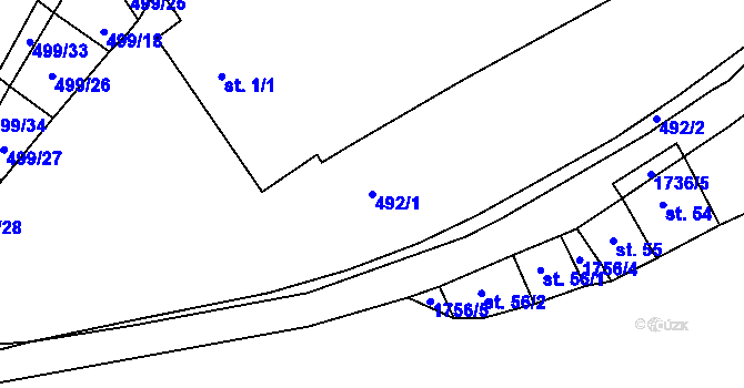 Parcela st. 492/1 v KÚ Budeč, Katastrální mapa