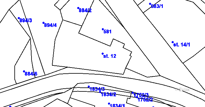 Parcela st. 12 v KÚ Budeč, Katastrální mapa