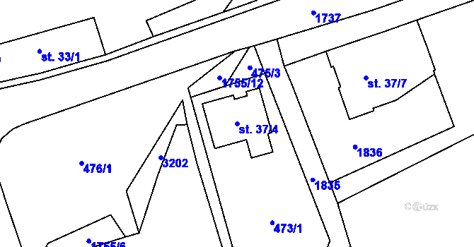 Parcela st. 37/4 v KÚ Budeč, Katastrální mapa