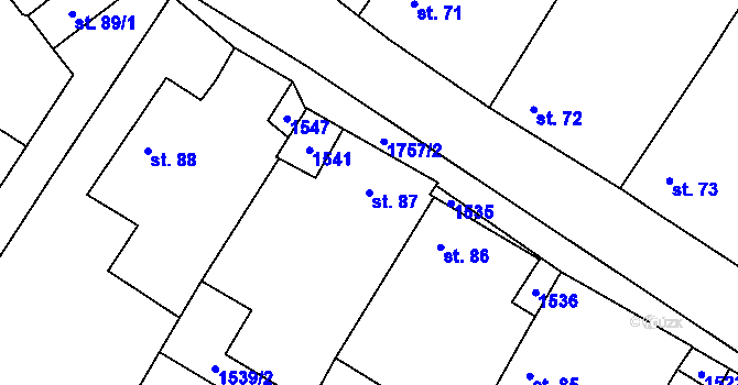 Parcela st. 87 v KÚ Budeč, Katastrální mapa