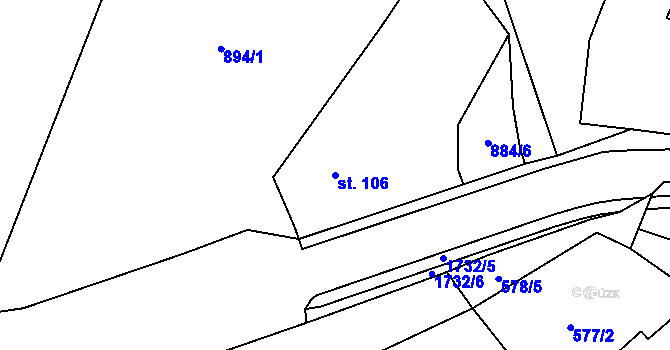 Parcela st. 106 v KÚ Budeč, Katastrální mapa