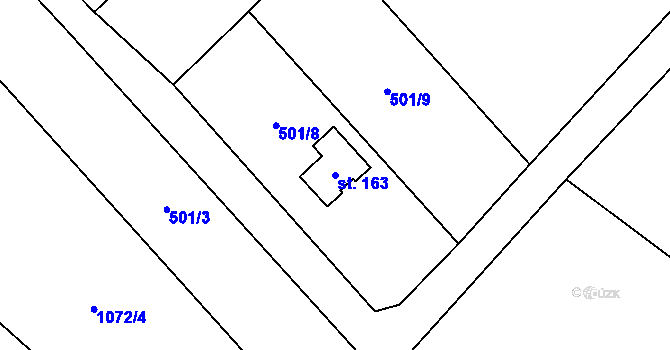 Parcela st. 163 v KÚ Budeč, Katastrální mapa