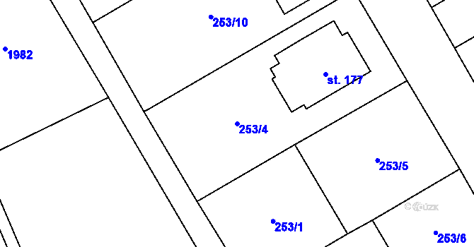 Parcela st. 253/4 v KÚ Budeč, Katastrální mapa