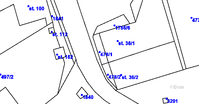 Parcela st. 478/1 v KÚ Budeč, Katastrální mapa