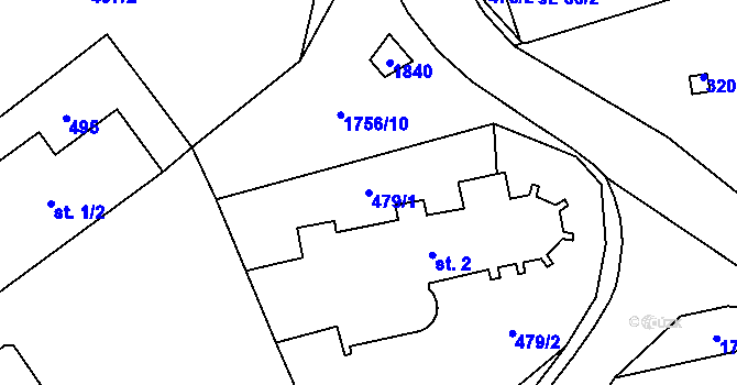 Parcela st. 479/1 v KÚ Budeč, Katastrální mapa