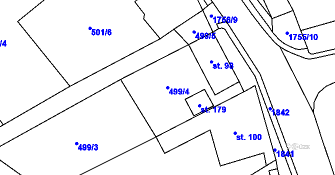 Parcela st. 499/4 v KÚ Budeč, Katastrální mapa