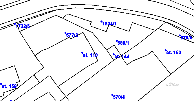 Parcela st. 577/3 v KÚ Budeč, Katastrální mapa