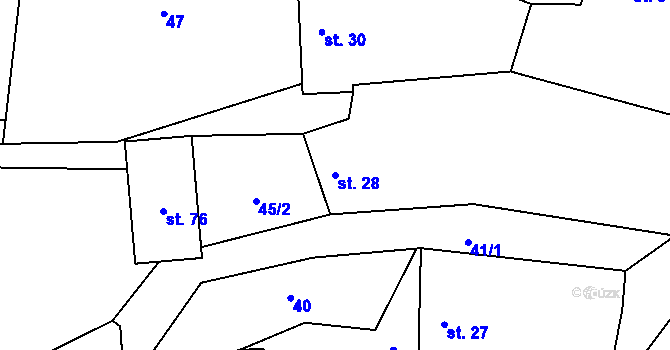 Parcela st. 28 v KÚ Budenín, Katastrální mapa