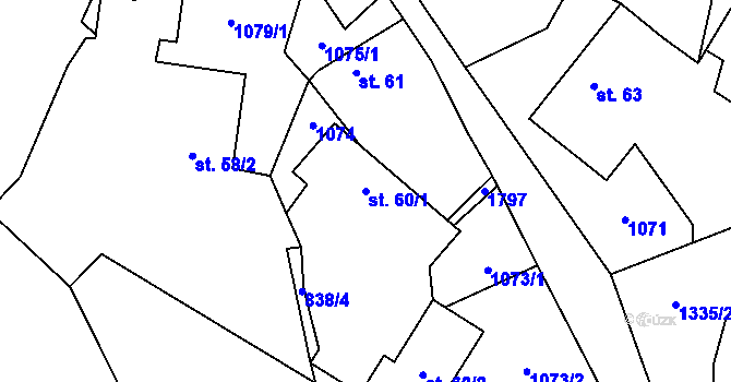 Parcela st. 60/1 v KÚ Budenín, Katastrální mapa