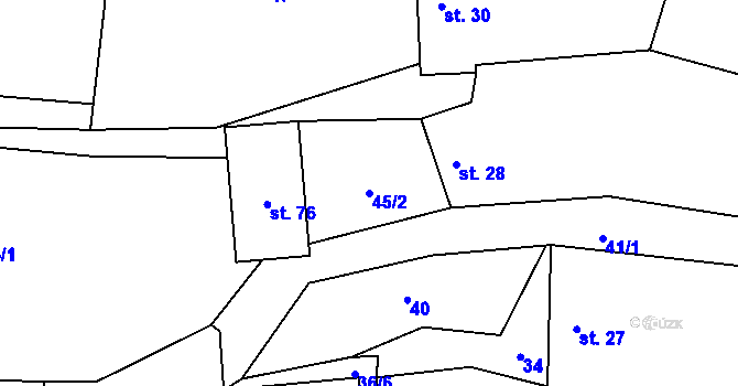 Parcela st. 45/2 v KÚ Budenín, Katastrální mapa