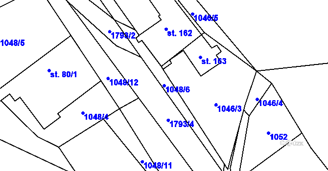 Parcela st. 1048/6 v KÚ Budenín, Katastrální mapa