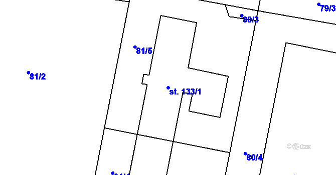 Parcela st. 133/1 v KÚ Budenín, Katastrální mapa