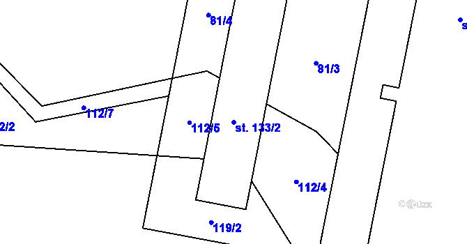 Parcela st. 133/2 v KÚ Budenín, Katastrální mapa