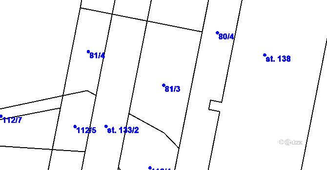 Parcela st. 81/3 v KÚ Budenín, Katastrální mapa