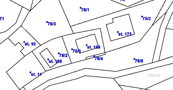 Parcela st. 168 v KÚ Budenín, Katastrální mapa