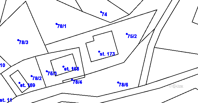 Parcela st. 173 v KÚ Budenín, Katastrální mapa