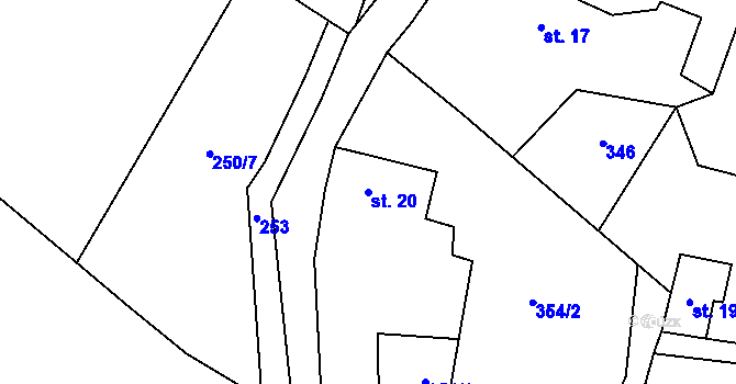 Parcela st. 20 v KÚ Hostišov, Katastrální mapa
