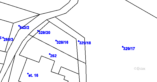 Parcela st. 329/18 v KÚ Hostišov, Katastrální mapa