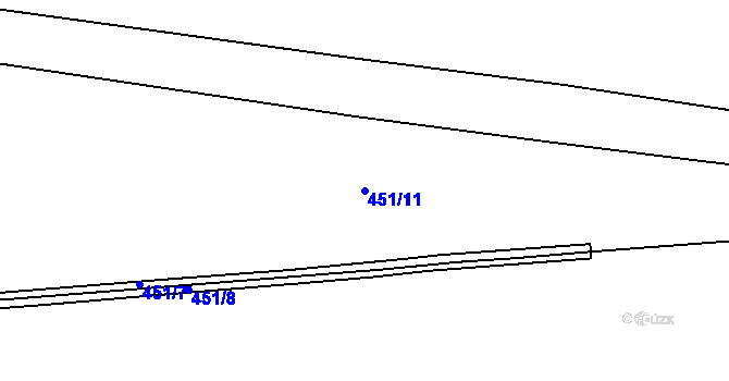 Parcela st. 451/11 v KÚ Hostišov, Katastrální mapa