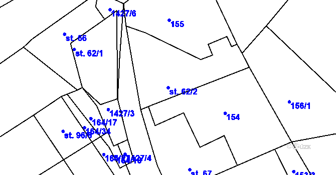 Parcela st. 62/2 v KÚ Budětice, Katastrální mapa