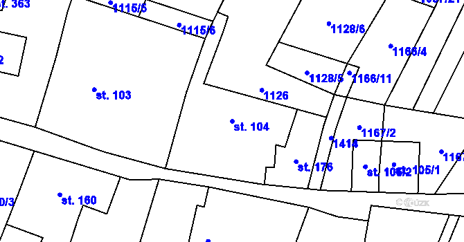 Parcela st. 104 v KÚ Budětsko, Katastrální mapa