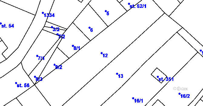 Parcela st. 12 v KÚ Budětsko, Katastrální mapa