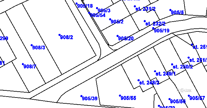 Parcela st. 905/35 v KÚ Budětsko, Katastrální mapa