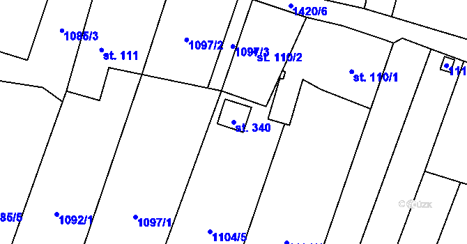 Parcela st. 340 v KÚ Budětsko, Katastrální mapa