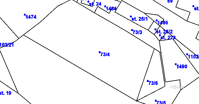 Parcela st. 73/4 v KÚ Budíkov, Katastrální mapa