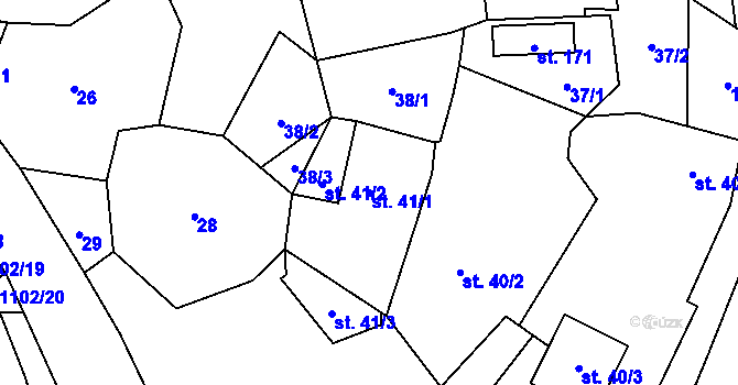 Parcela st. 41/1 v KÚ Budíkov, Katastrální mapa