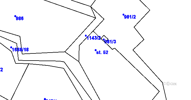 Parcela st. 52 v KÚ Budíkov, Katastrální mapa