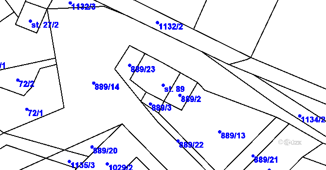 Parcela st. 89 v KÚ Budíkov, Katastrální mapa