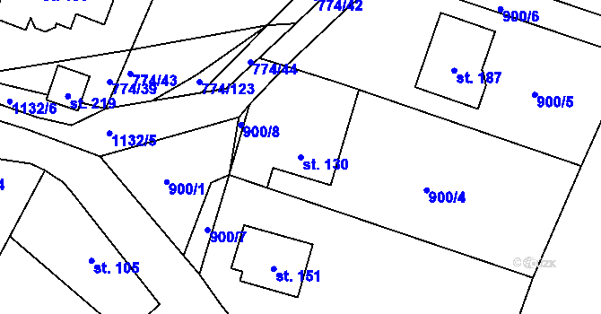 Parcela st. 130 v KÚ Budíkov, Katastrální mapa