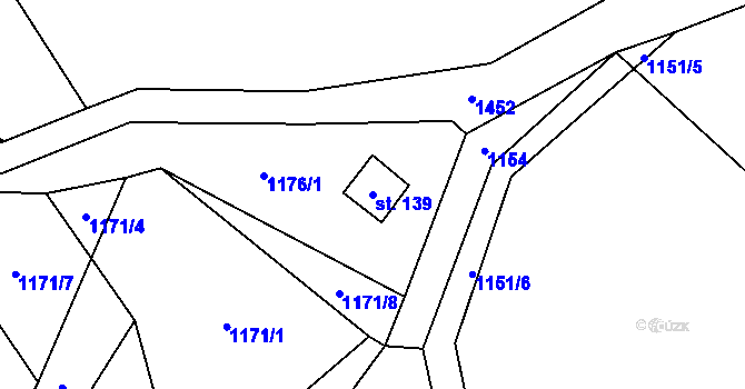 Parcela st. 139 v KÚ Budíkov, Katastrální mapa