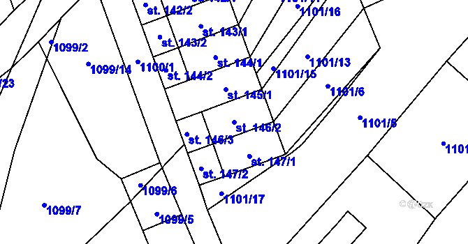 Parcela st. 146/2 v KÚ Budíkov, Katastrální mapa