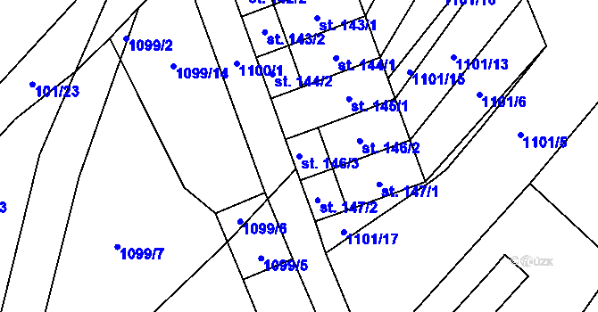 Parcela st. 146/3 v KÚ Budíkov, Katastrální mapa