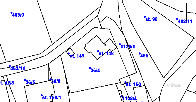 Parcela st. 148 v KÚ Budíkov, Katastrální mapa