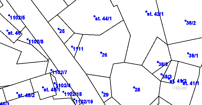 Parcela st. 26 v KÚ Budíkov, Katastrální mapa