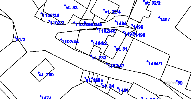 Parcela st. 60 v KÚ Budíkov, Katastrální mapa