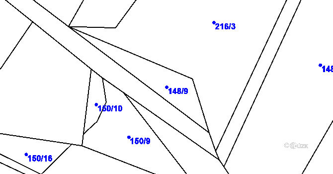 Parcela st. 148/9 v KÚ Budíkov, Katastrální mapa