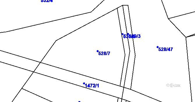 Parcela st. 528/7 v KÚ Budíkov, Katastrální mapa