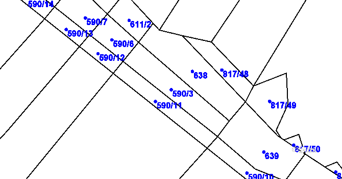 Parcela st. 590/3 v KÚ Budíkov, Katastrální mapa