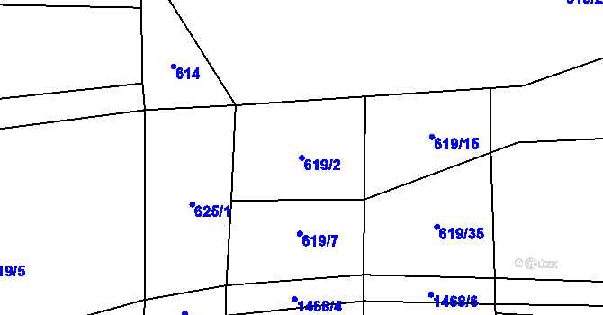Parcela st. 619/2 v KÚ Budíkov, Katastrální mapa