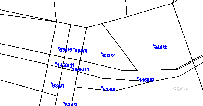 Parcela st. 633/2 v KÚ Budíkov, Katastrální mapa