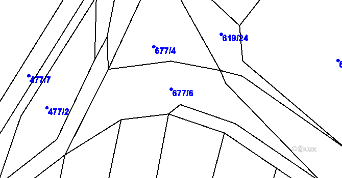 Parcela st. 677/6 v KÚ Budíkov, Katastrální mapa